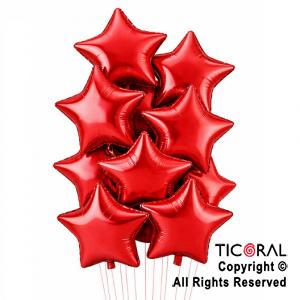 SET DE GLOBOS METALIZADOS ESTRELLA ROJO x 10 UNIDADES